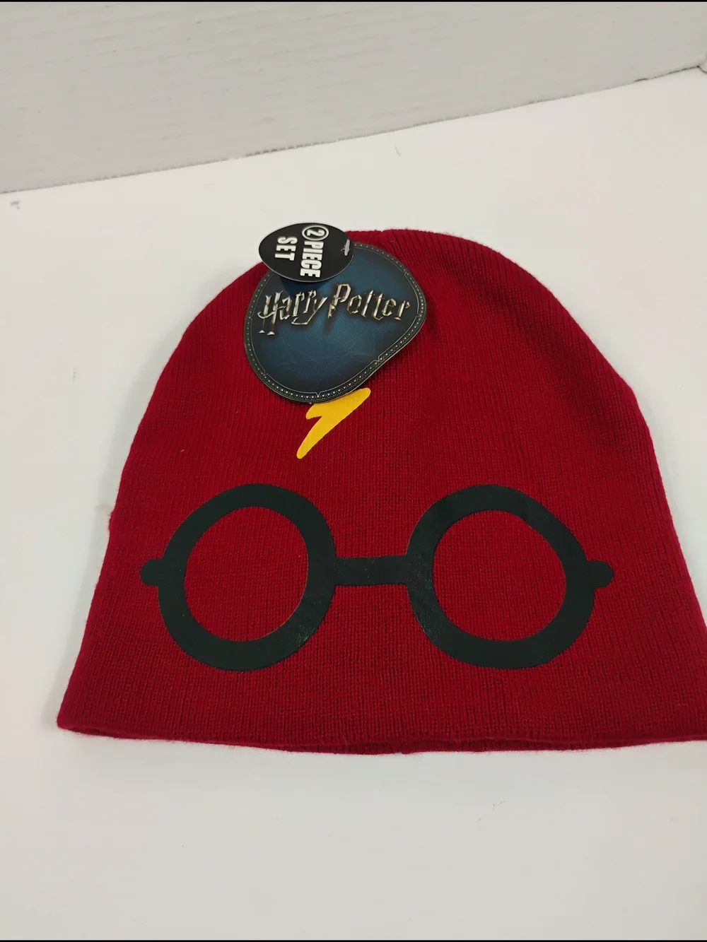 Warner Bros. Red Harry Potter Knit Beanie with Glasses & Lightning Bolt